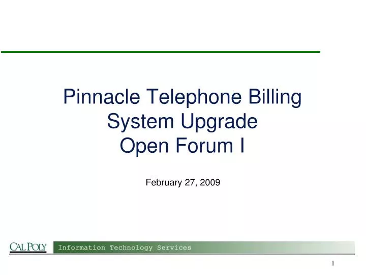 pinnacle telephone billing system upgrade open forum i