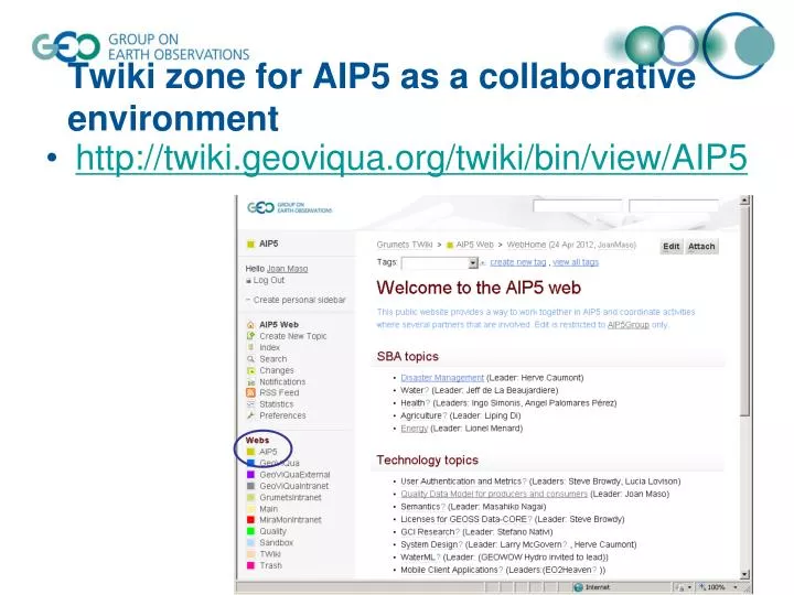 twiki zone for aip5 as a collaborative environment