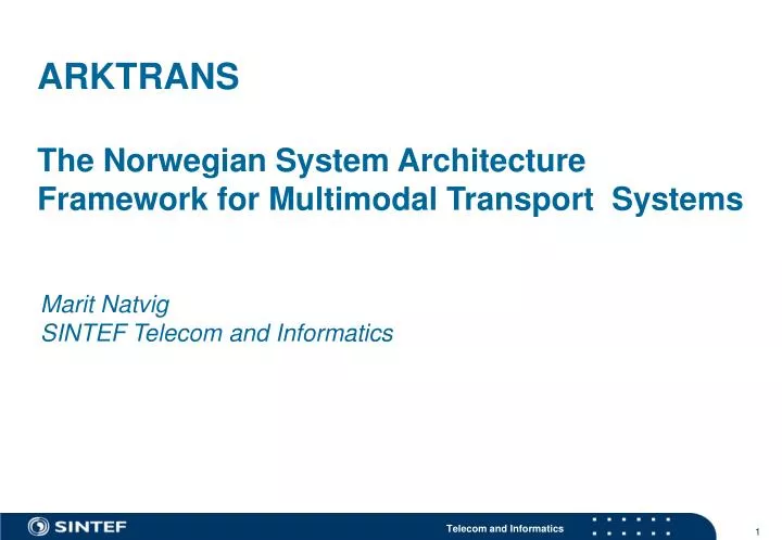 arktrans the norwegian system architecture framework for multimodal transport systems