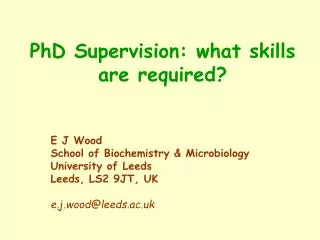 PhD Supervision: what skills are required?