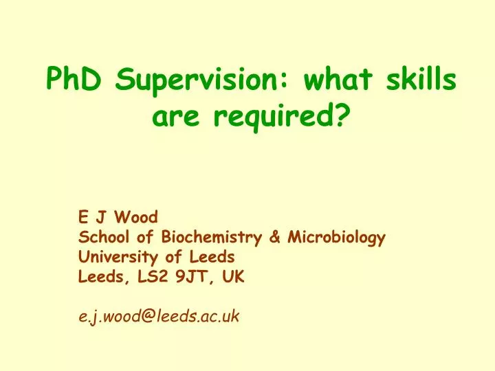 phd supervision what skills are required