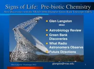Glen Langston Astrobiology Review Green Bank Discoveries What Radio Astronomers Observe