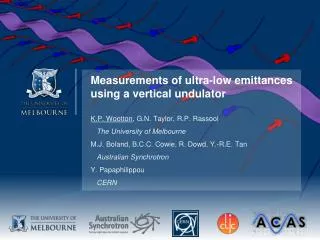 Measurements of ultra-low emittances using a vertical undulator