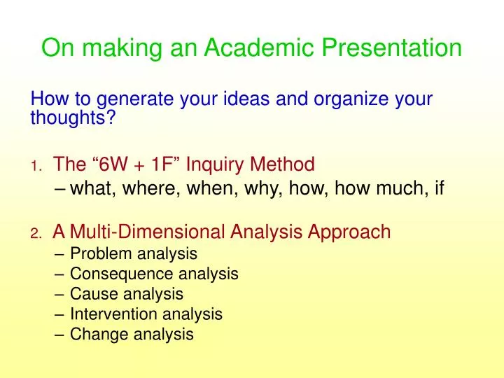 on making an academic presentation