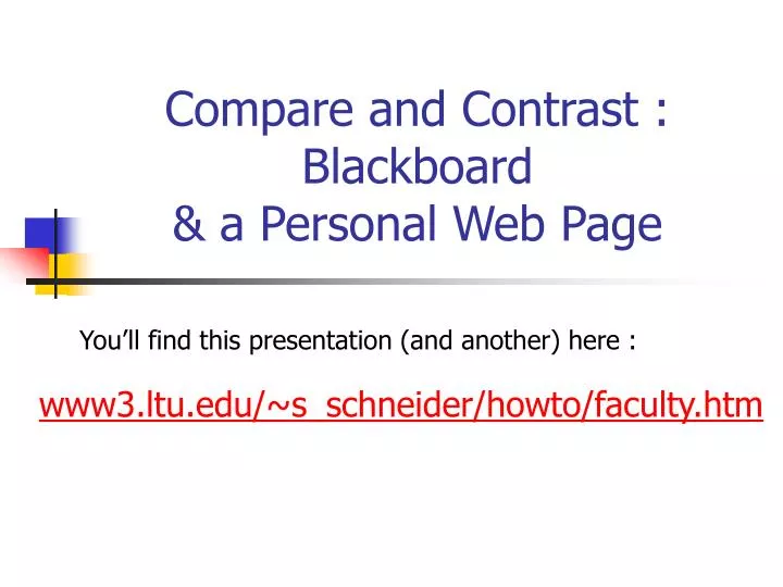 compare and contrast blackboard a personal web page