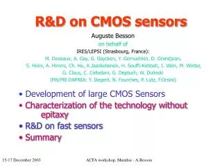 R&amp;D on CMOS sensors