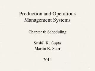 Production and Operations Management Systems