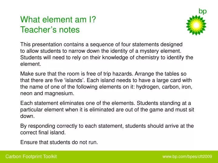 what element am i teacher s notes