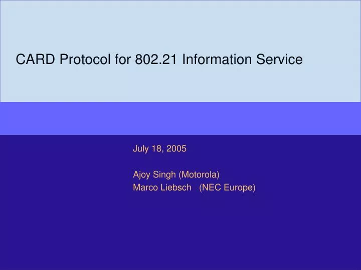 card protocol for 802 21 information service