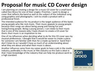 Proposal for music CD Cover design