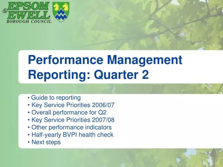 performance management reporting quarter 2