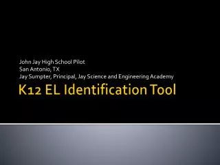 K12 EL Identification Tool