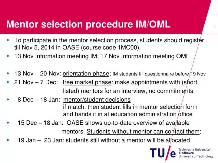 mentor selection procedure im oml