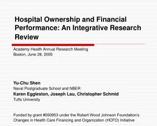Hospital Ownership and Financial Performance: An Integrative Research Review