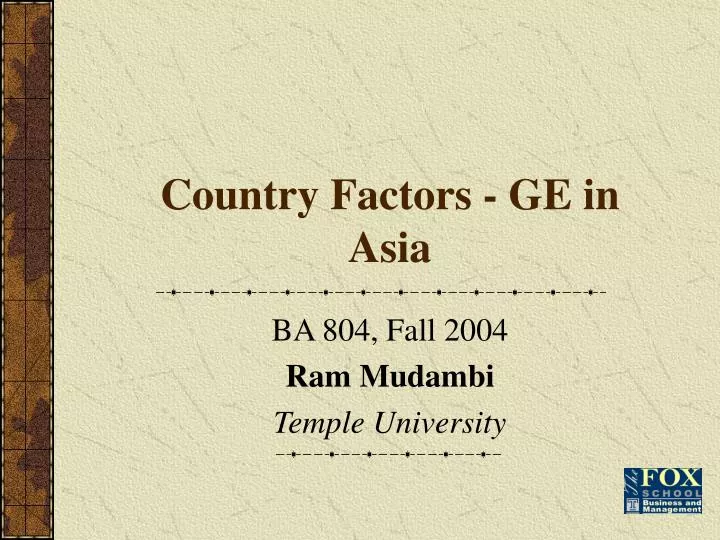 country factors ge in asia