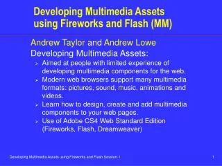 Developing Multimedia Assets using Fireworks and Flash (MM)
