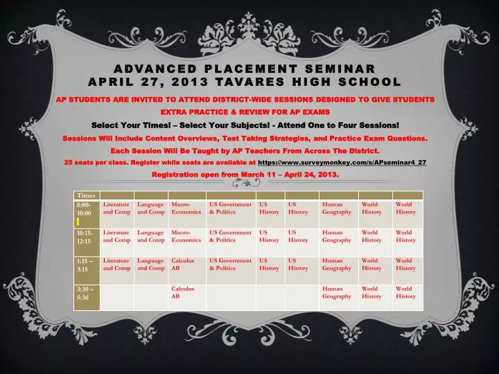 advanced placement seminar april 27 2013 tavares high school