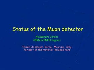 Status of the Muon detector