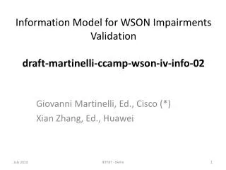 Information Model for WSON Impairments Validation draft-martinelli-ccamp-wson-iv-info-02