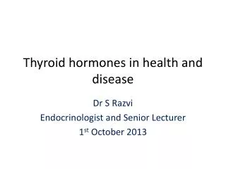 Thyroid hormones in health and disease