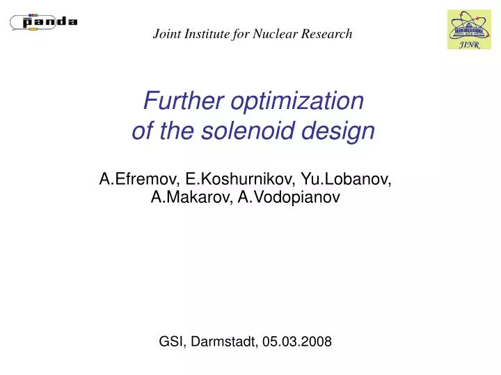 further optimization of the solenoid design