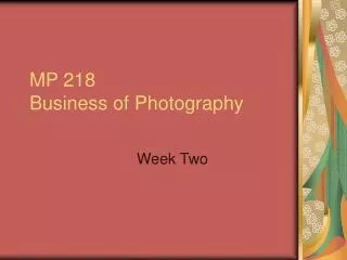 MP 218 Business of Photography