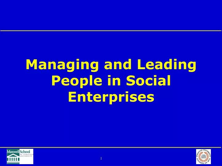 managing and leading people in social enterprises