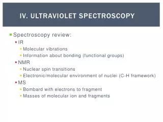 IV. Ultraviolet Spectroscopy