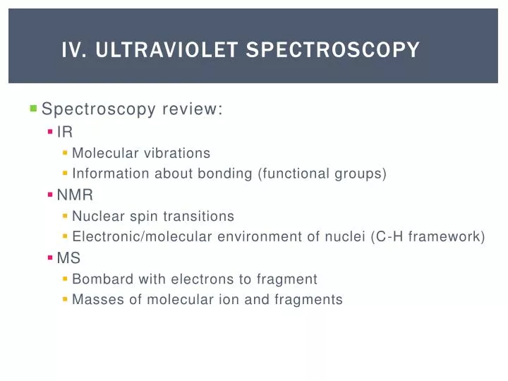 iv ultraviolet spectroscopy