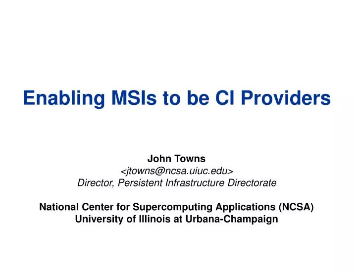 enabling msis to be ci providers