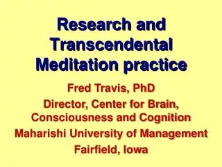 Research and Transcendental Meditation practice
