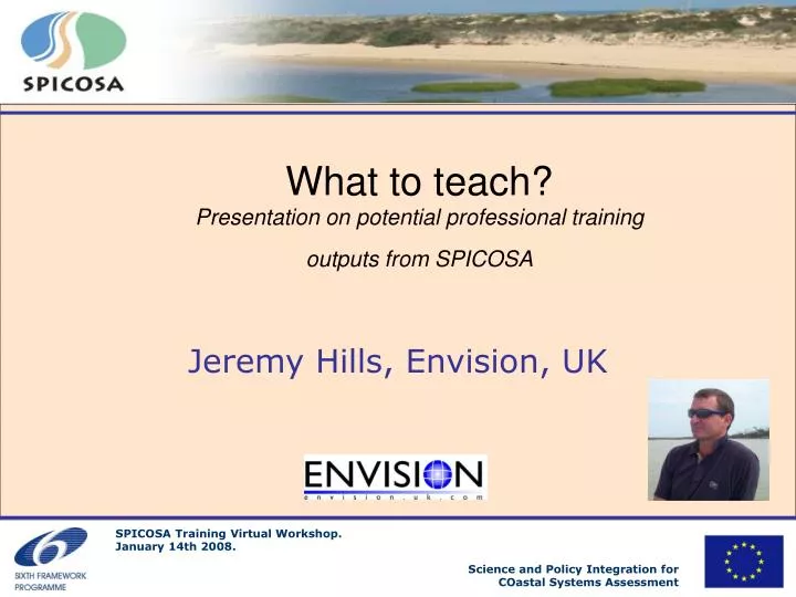 what to teach presentation on potential professional training outputs from spicosa
