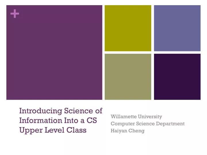 introducing science of information into a cs upper l evel c lass