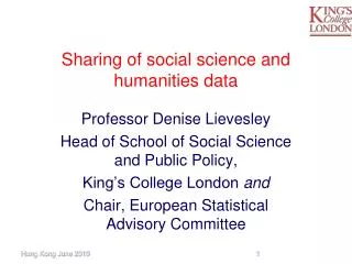 Sharing of social science and humanities data
