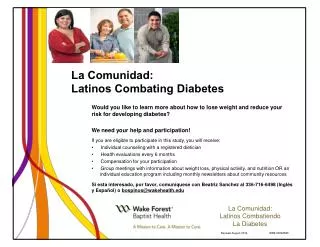 La Comunidad: Latinos Combating Diabetes