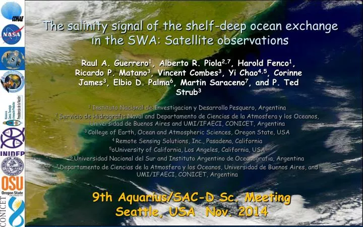 the salinity signal of the shelf deep ocean exchange in the swa satellite observations