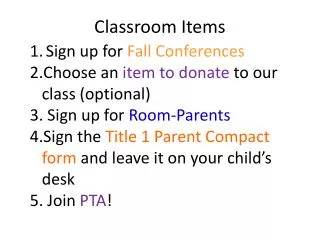 Classroom Items