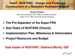 Task7: NUSTAR2 - Design and Prototype Construction of a Radiation-Resistant Magnet