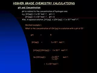 HIGHER GRADE CHEMISTRY CALCULATIONS