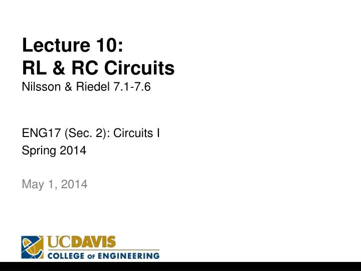lecture 10 rl rc circuits nilsson riedel 7 1 7 6