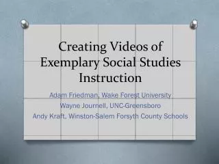 creating videos of exemplary social studies instruction