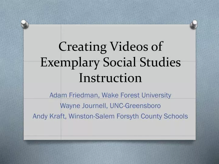 creating videos of exemplary social studies instruction