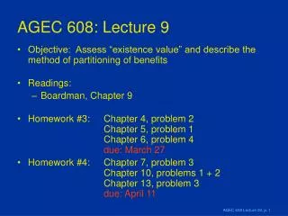 AGEC 608: Lecture 9