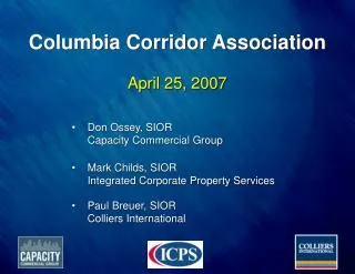 Columbia Corridor Association April 25, 2007