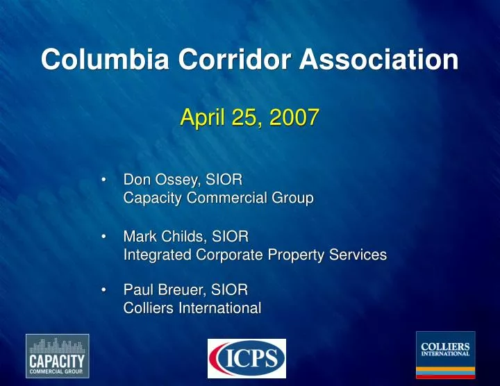columbia corridor association april 25 2007