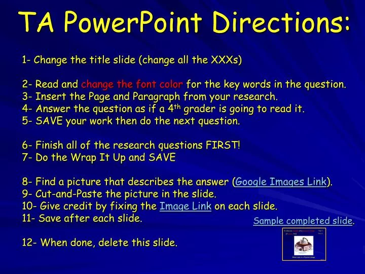 ta powerpoint directions
