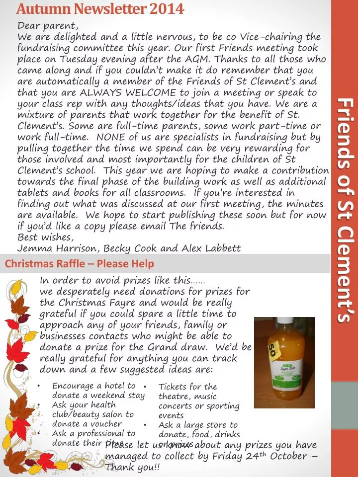 autumn newsletter 2014