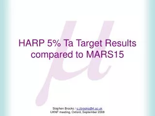 HARP 5% Ta Target Results compared to MARS15