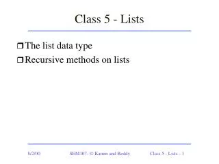 Class 5 - Lists