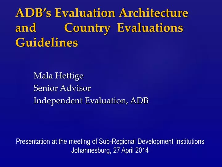 adb s evaluation architecture and country evaluations guidelines